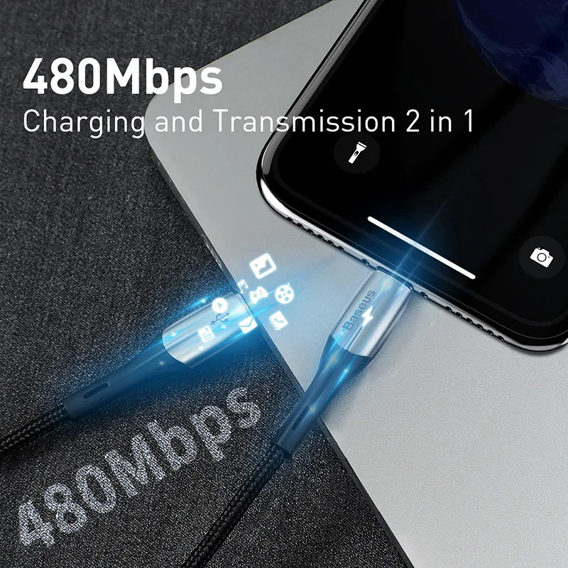 Baseus 18 Вт Тип C для освещения для iPhone 11 pro max Xiaomi samsung кабель для зарядки Игровой 2 м быстрое зарядное устройство кабель для передачи данных для мобильного телефона