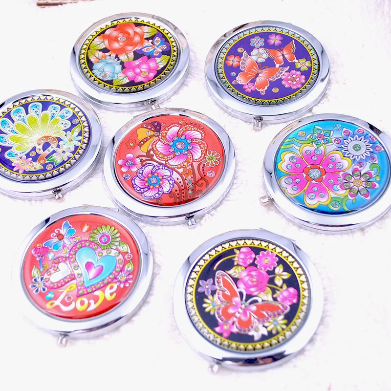 

1PCs Portable Foldable Pocket Metal Makeup Compact Mirror Cosmetic Mini Beauty Normal Magnifying Mirror Double Sided Mirrors