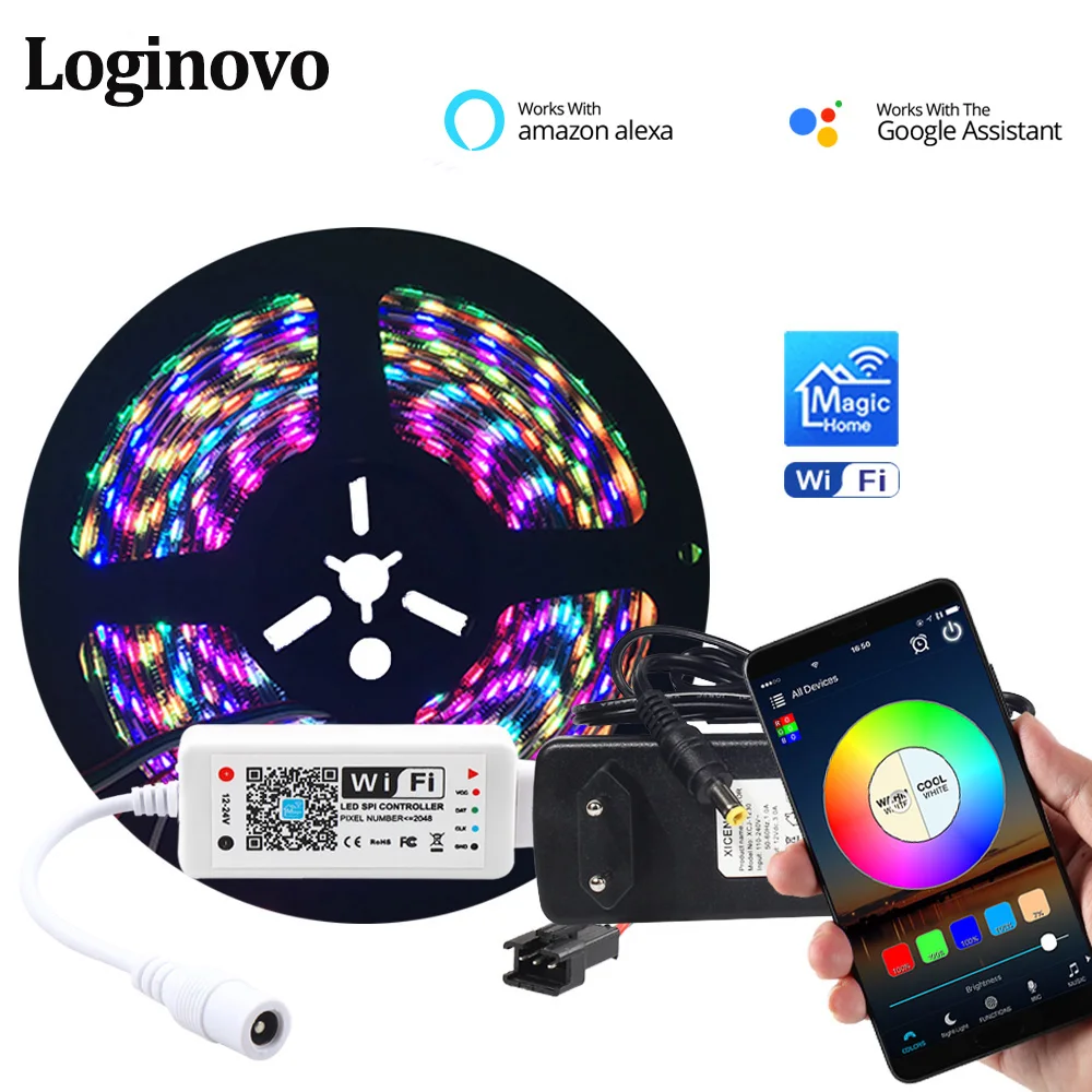 1 комплект 30/60 светодиодов/м 5050 Dream Color WS2811 RGB светодиодная лента/лента + 12 в-24 в SPI wi-fi