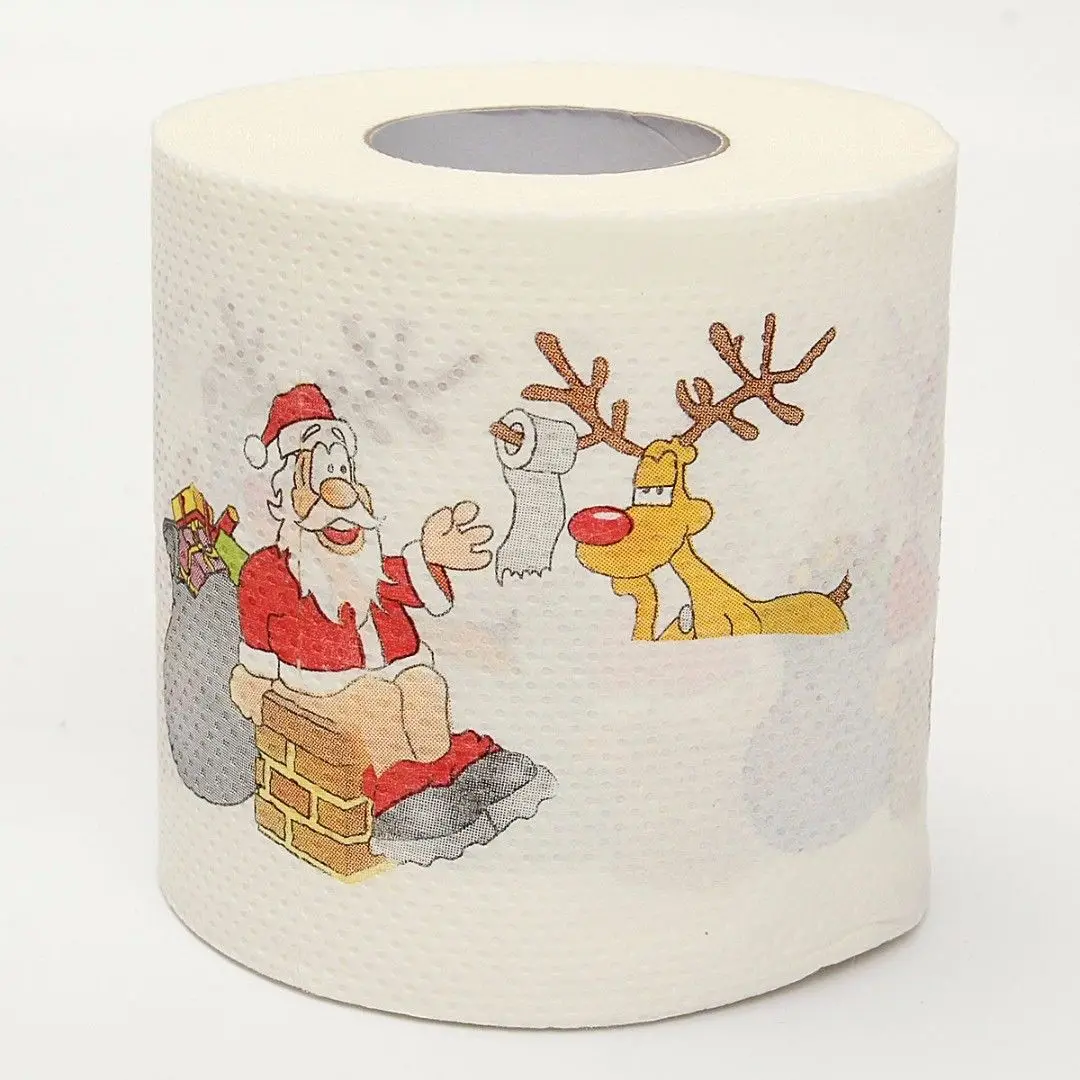 Santa Claus Reindeer Christmas Toilet Paper Tissue Table Room Home Decor Gift