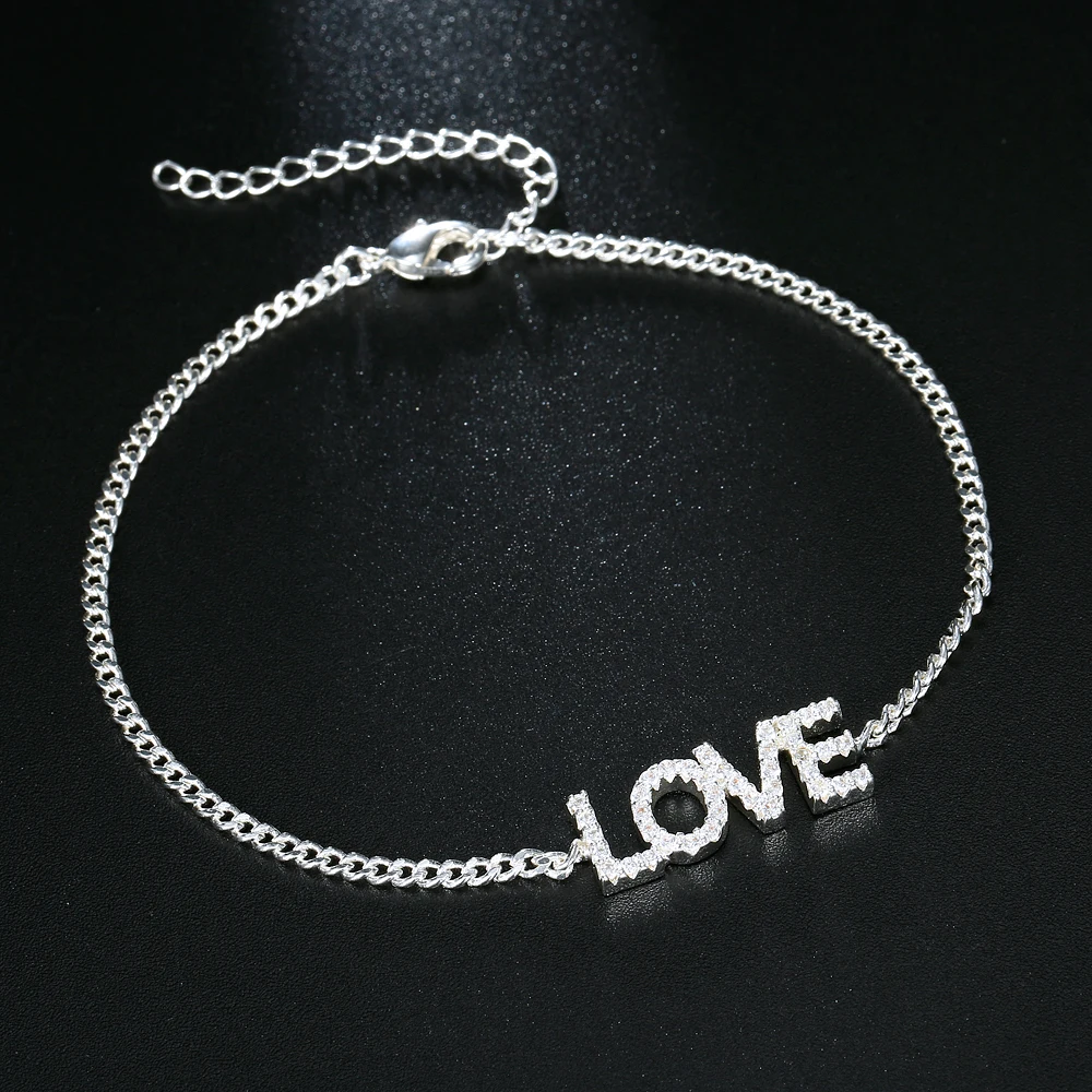 DOREMI Crystal Pendant Bracelet for Women Kid Iced Out Zirconia Bracelets Number Personalized Bracelet with Names Initial Letter