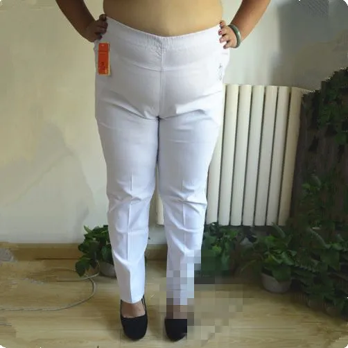Модные женские брюки размера плюс 3XL 4XL, эластичные прямые брюки с высокой талией, женские обтягивающие брюки среднего возраста с карманами J701