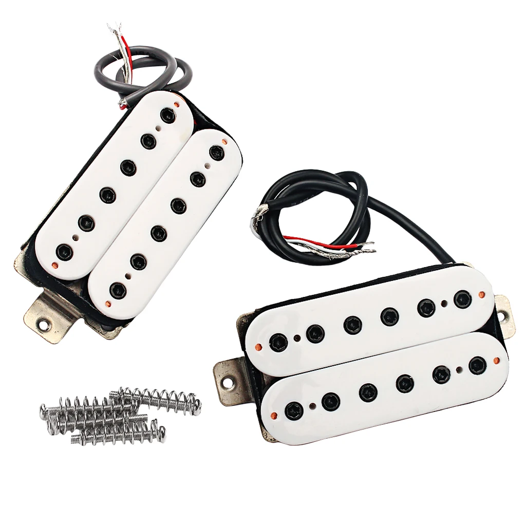 2 Pieces Electric Guitar Double Coil Humbucker Pickup with Screws Springs White