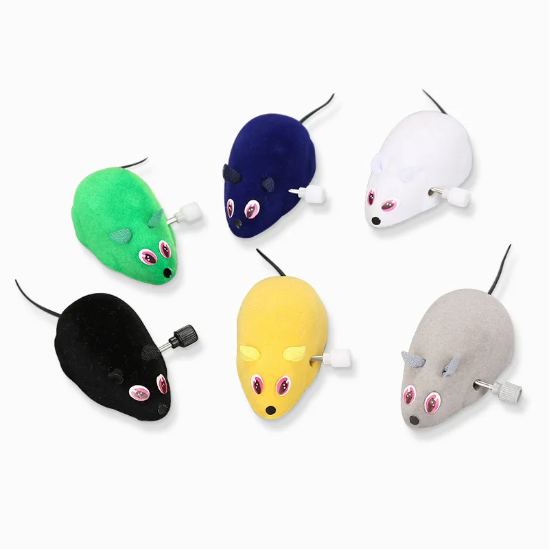 1Pc Cat Self-excited Toy Clockwork Mouse Runs Automatically Flocking Clockwork Mouse Pet Mouse Toy Color Random 