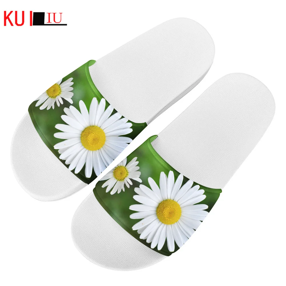 3D Flowers Print Women Slippers Summer Sandals Kids Casual Home Slip on Footwear Personality Pattern Custom Indoor Slides | Обувь