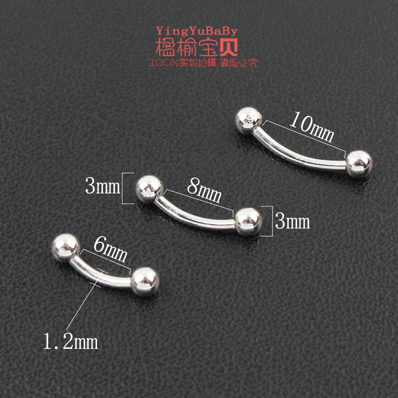 925 sterling silver Eyebrow nails 16G 1.2mm unisex classic body piercing jewelry ONE PIECE nose piercings,moissanite belly button piercing,metal nipple jewelry