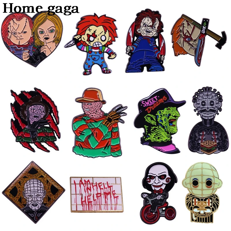 D3465 Homegaga ужасные фильмы панк эмалевая брошь на булавке для мужчин и женщин