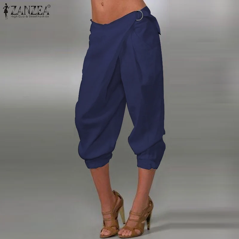 ZANZEA Women Stylish Harem Pants Cropped Pants Solid Loose Capris Ladies Baggy Trousers Casual Cotton Linen Pantalon Streetwear ZANZEA Women Stylish Harem Pants Cropped Pants Solid Loose Capris Ladies Baggy Trousers Casual Cotton Linen Pantalon Streetwear