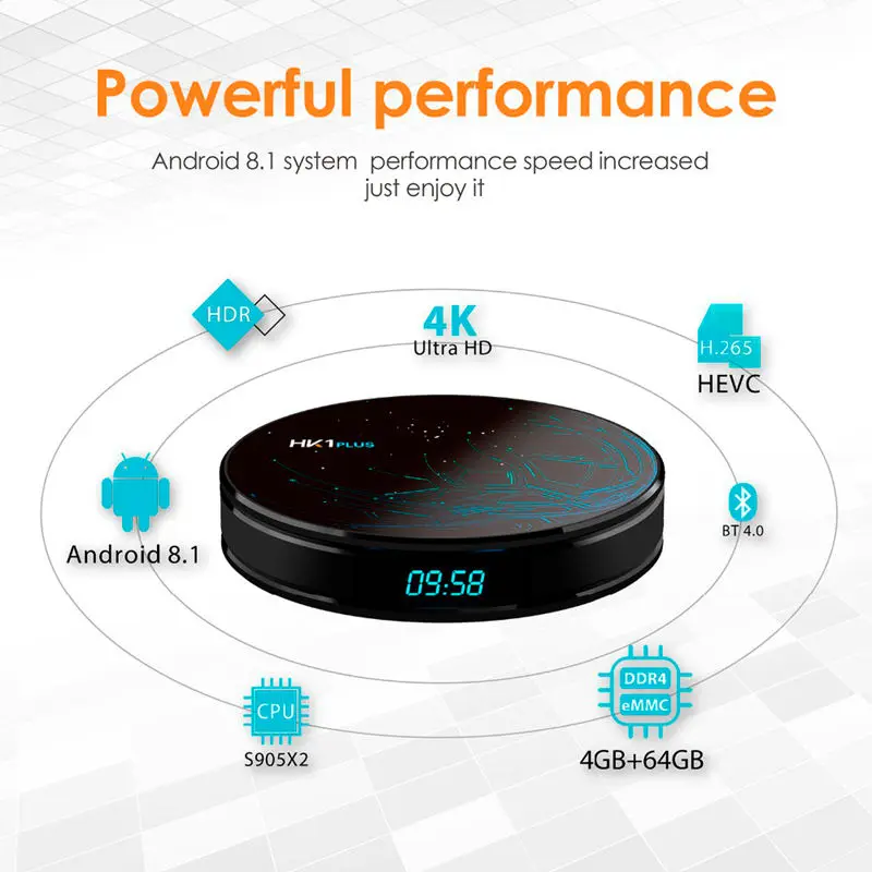 Hk1 плюс Смарт ТВ приставка Android 8,1 Os S905X2 четырехъядерный Lpddr4 4Gb 32Gb 2,4G/5G двойной Wifi Usb3.0 Bt4.0 4K Hdr H.265 ТВ приставка