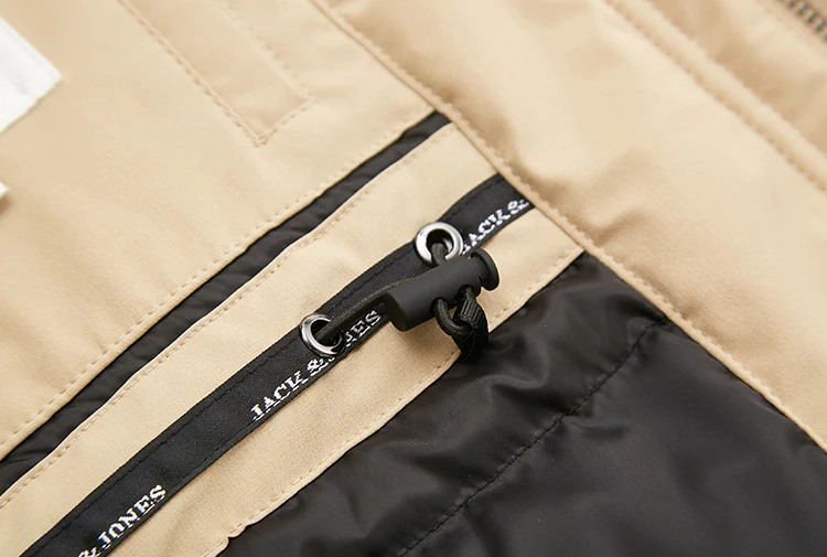 JackJones мужской средней длины водонепроницаемый с капюшоном шерстяной воротник пуховик | 219312509