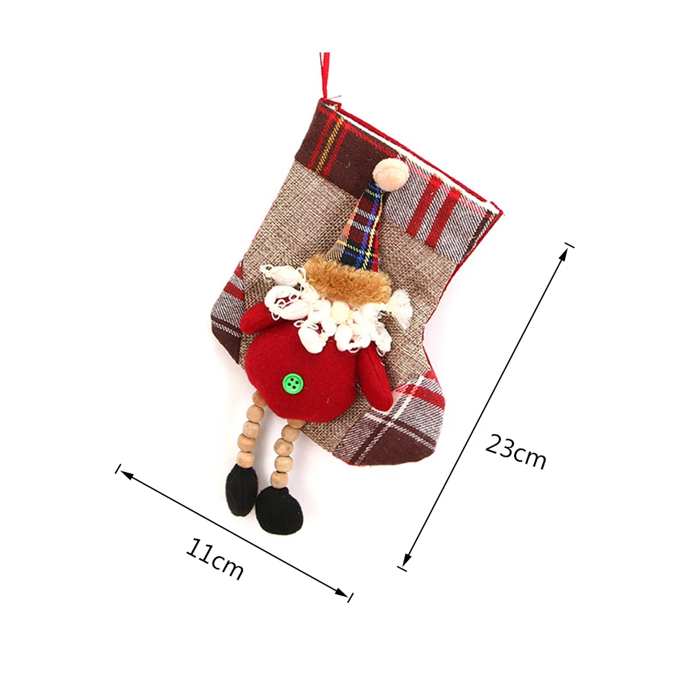 Рождественские чулки Санта-Клауса, Рождественский носок для подарков, висячие украшения, держатели для подарков, украшения для рождественской елки, детский Подарочный мешок для конфет - Цвет: 1PC X