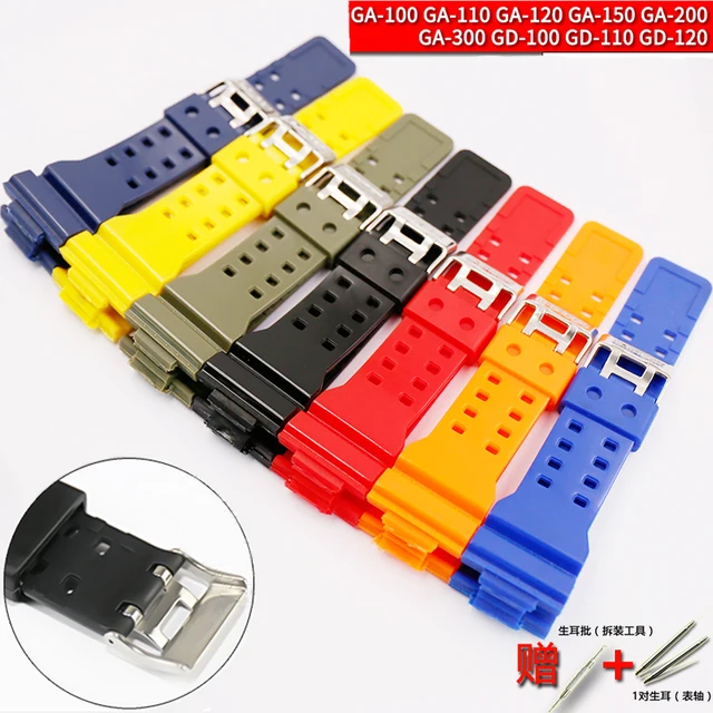 US $3.55 Watch accessories 16mm For Casio resin glossy strap GSHOCK GA GD GLS 100 110 120 pin buckle mens 