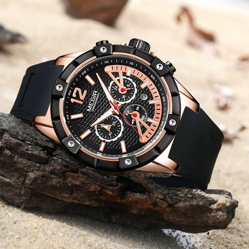 

[New Style Natural Detox Gainer Sports Multi-functional Calendar Night Light Large Dial Quartz Men's Watch] Model: 2083G