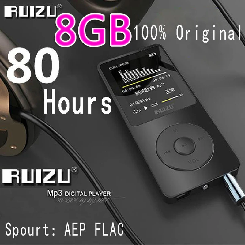 100% Оригинальный MP3 плеер RUIZU X02 с экраном 1 8 дюйма воспроизведение 100 часов ГБ FM