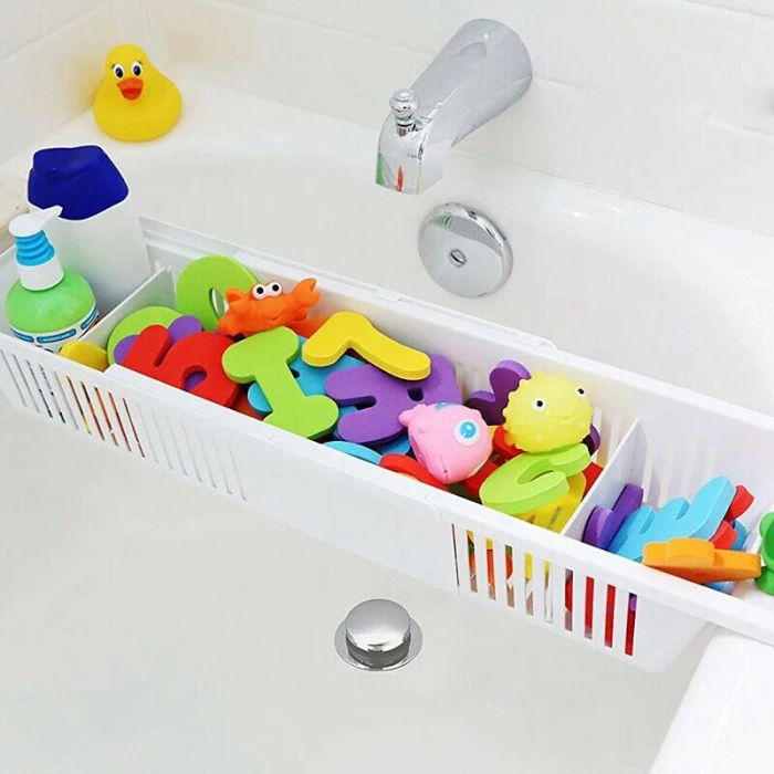 Ванна Caddy лоток пластиковая корзина для ванной полка для ванной игрушки Органайзер выдвижной стеллаж для хранения TN88