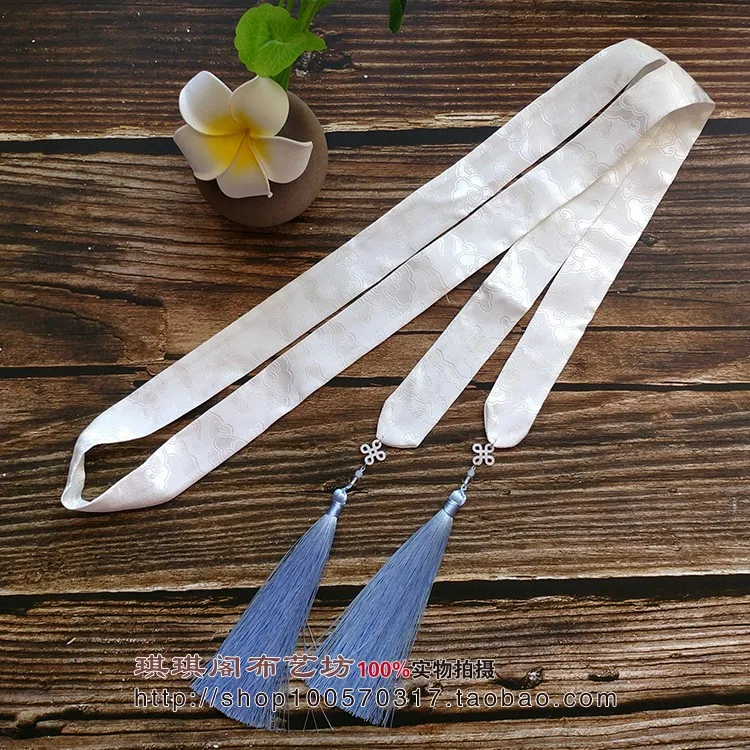 White Hanfu повязка для волос древняя стильная повязка на голову кисточка стример сплошной цвет для мужчин и женщин повязка для волос с кисточками вытирая аксессуары для волос - Цвет: White