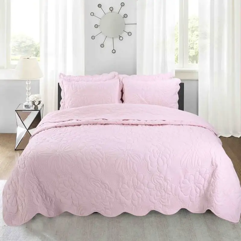 

220*240cm Embossed Quilt Home Fashion Comforter Blanket with Pillow Covers Embossed Bedding Quilt Set Coverlet for Bedroom Gray