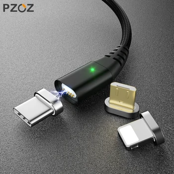 

PZOZ Magnetic USB c Cable Micro Usb Cable Fast Charging Microusb Type c cable Magnet Charger For iphone 11 Samsung redmi note 9s