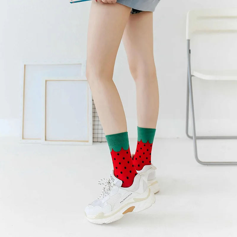 Warm Cotton Women Funny Socks With Print Cute Colored Happy Socks Autumn Winter Fashion Harajuku High Quality Crew Socks 1 Pair