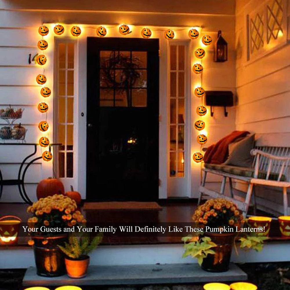 Солнечные 10/20 светодиодный гирлянды тыквы со съемным полиэстером Хэллоуин тыквы фонари для украшения для Хэллоуина и Рождества