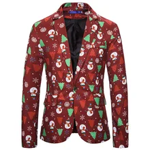 Рождественский Мужской Блейзер размера плюс на осень и зиму, модный праздничный мужской пиджак с принтом снеговика