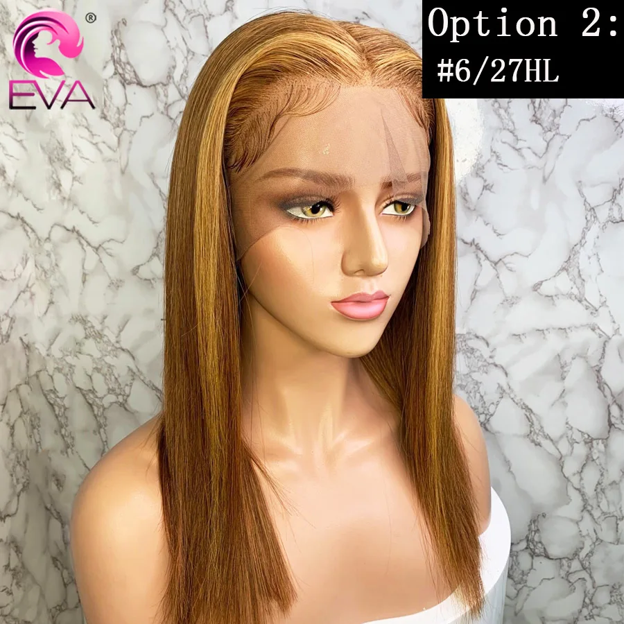 US $63.25 Eva 13x6 Ombre Lace Front Human Hair Wigs Pre Plucked With Baby Hair Colored Highlight Straight Lace Front Wigs Brazilian Remy