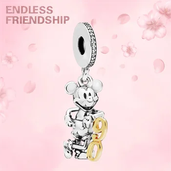 

Endless Cute Golden Mickey 90th Anniversary Women Fashion Charm Beads Fit Pandora Bracelet Necklace DIY Making Fashion Jewelry