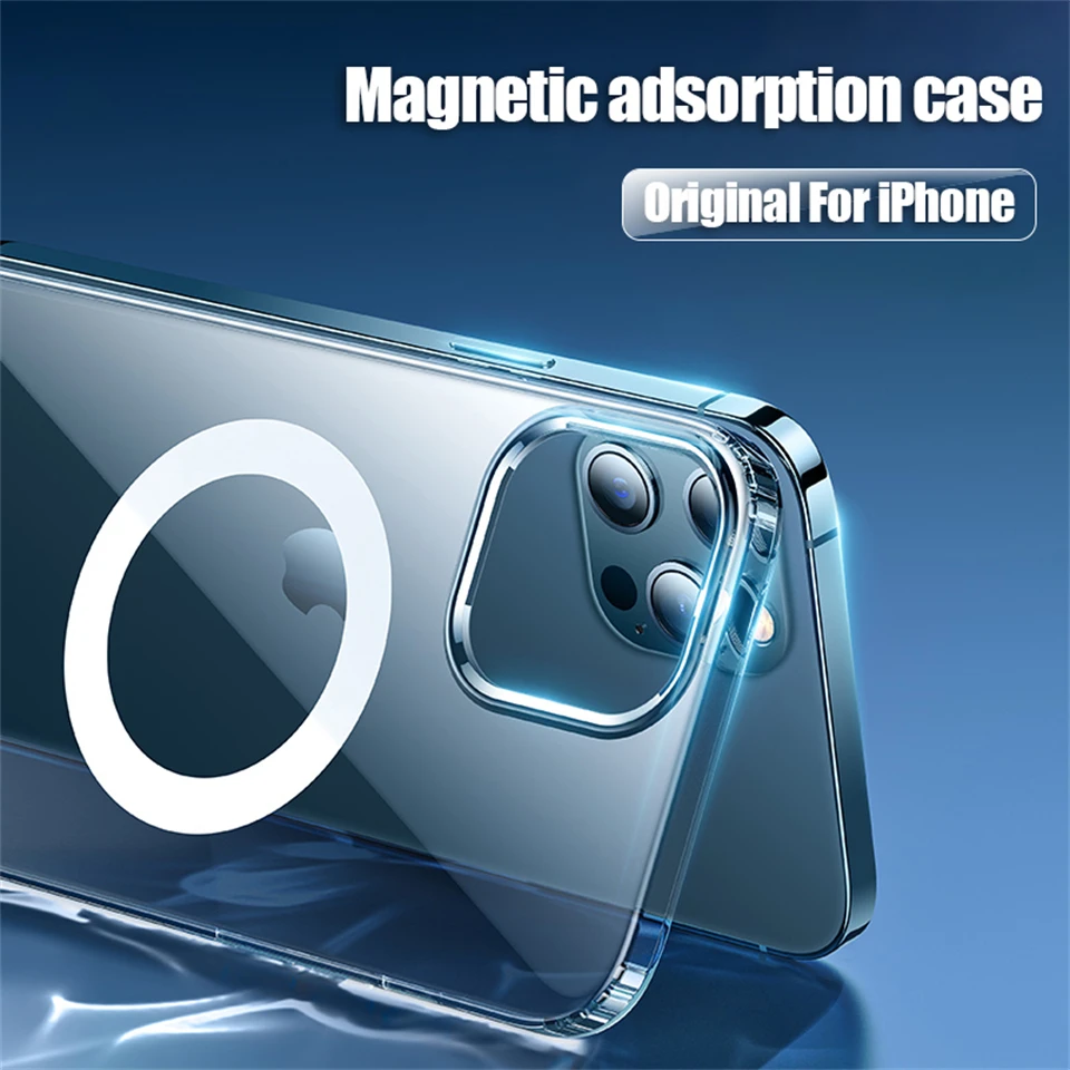 iphone 12 pro leather case Transparent For Magsafe Magnetic Wireless Charging Case for iPhone 12 11 13 Pro Max Mini XR X Xs 7 8 Plus SE2 Hard Acrylic Cover case for iphone 12 pro