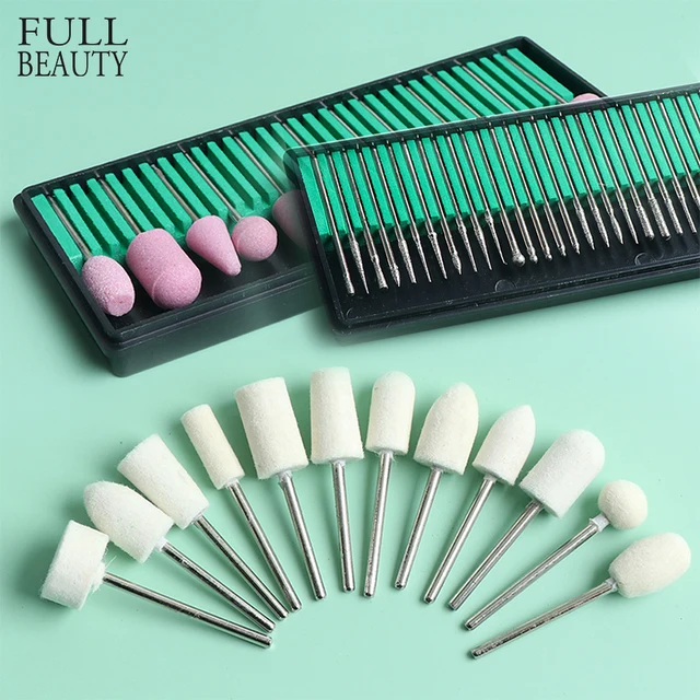 $US $2.70  1Set Milling Cutter Nail Drill Bits Wool Quartz Diamond Cuticle Buffing Grinding Equipment Manicure