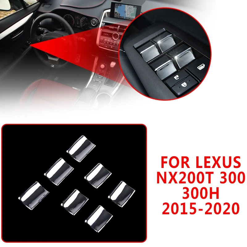 Pcmos 7 шт. хромированный внутренний переключатель стеклоподъемника с блестками для Lexus ES250 ES350 ES300H NX200t 300 300h- интерьерные наклейки - Название цвета: 01