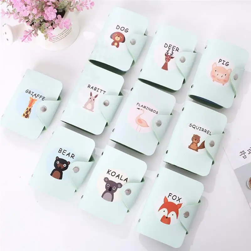 1Pc PU Leather Cute Printing Cartoon Card Purse Fashion Cute Cartoon Animal Creative Card Wallet Card Holder Children's Gift