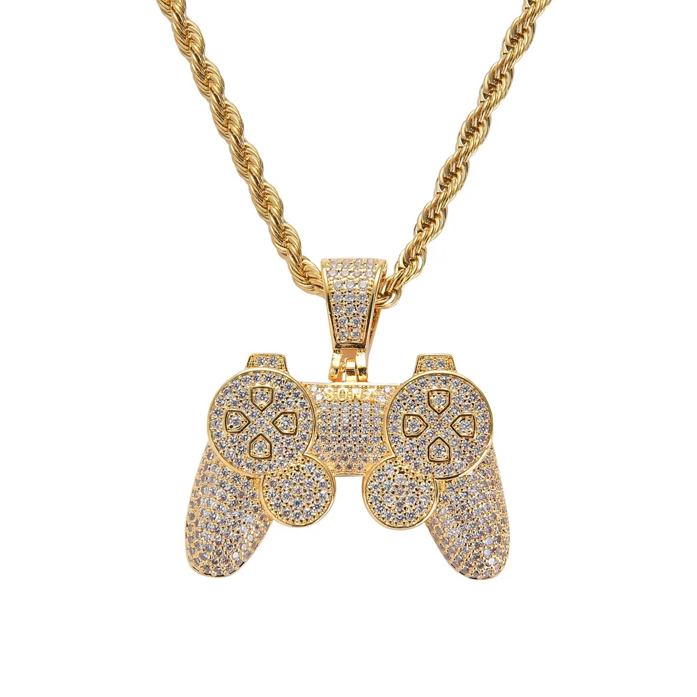 Игровые консоли Подвески Iced Out цепь Bling CZ Золотой Серебряный цвет мужские хип хоп