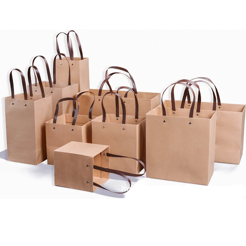 Пакет из крафт-бумаги с ручкой праздничный Подарочный пакет подарки украшения