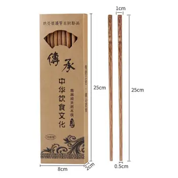 

10 Pairs Chinese Natural Wooden Chopsticks Health Without Lacquer Wax Tableware Dinnerware Hashi Sushi Kitchen Accessories