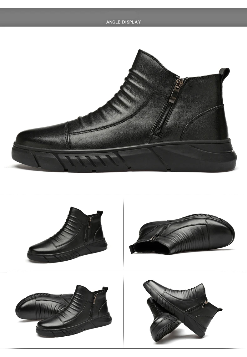 Мужские ботинки из натуральной коровьей кожи; размеры 36-46; теплая зимняя обувь ручной работы; Мужские Зимние ботильоны из натуральной кожи; мужская обувь