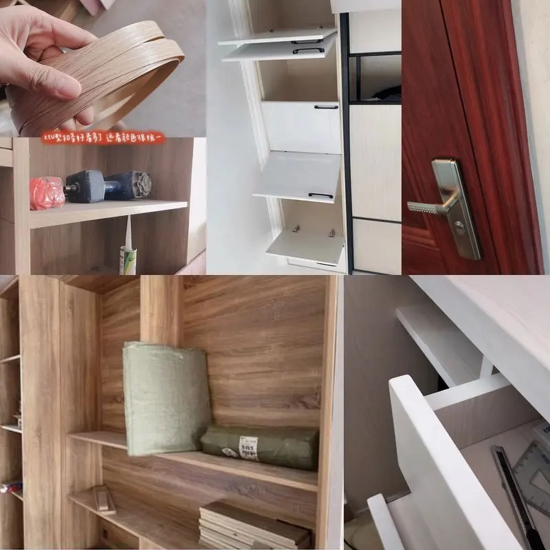 10M Hot Melt PVC Furniture Edge Strip Protector Tape Veneer Sheet Adhesive  Cabinet Desk Wood Surface Edging Decor Home Gap Saver