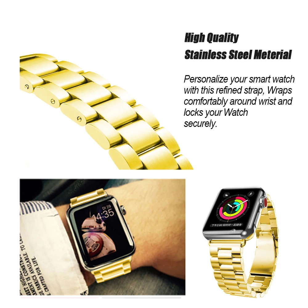 5 Apple watch iwatch stainless steel watch band gold 5