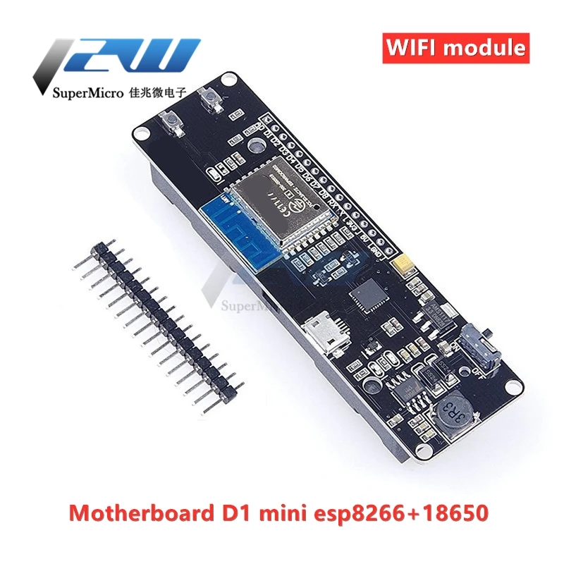 D1 ESP-Wroom-02 Nodemcu ESP8266 мини-модуль Wi-Fi 18650 PWM I2C материнская плата для перезаряжаемой