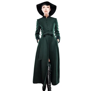 

Retro single breasted over the knee Woolen jacket female winter thick mink cashmere was thin warm woolen coats with belt F392