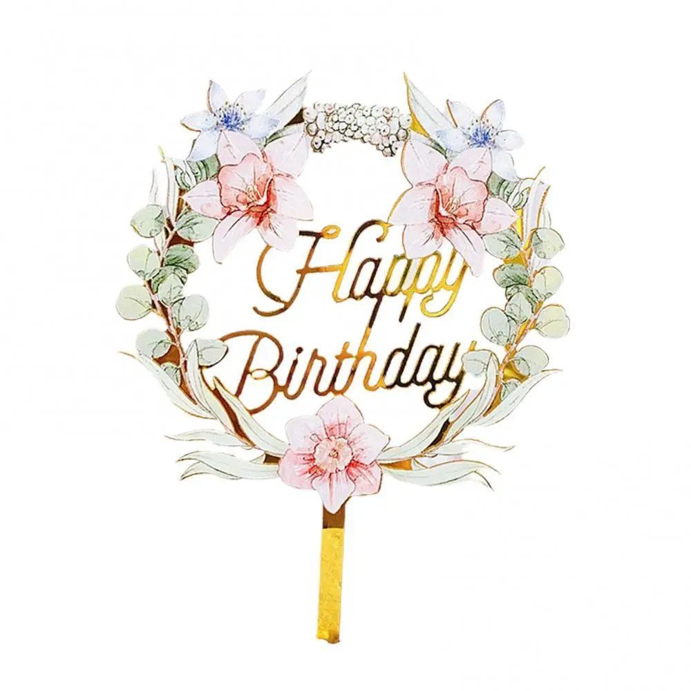 

60%HOTColorful flowers happy birthday cake topper baking cupcake dessert decoration children birthday party cake decoration