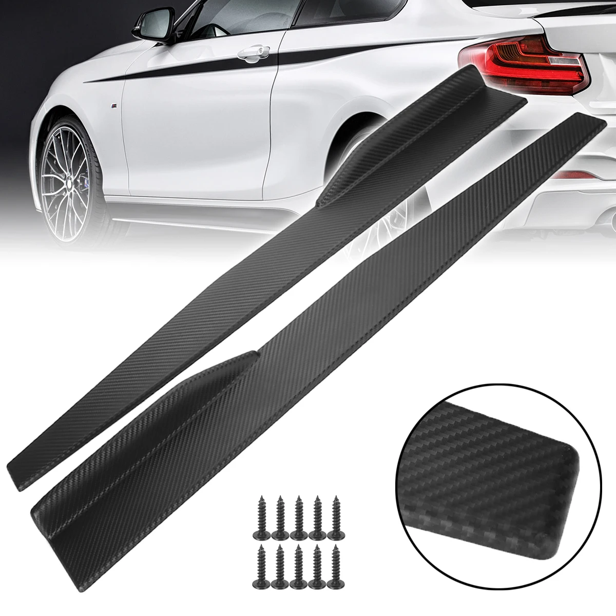 For Car Exterior Parts 2pcs 74.5cm Carbon Fiber Universal Car Side Skirt Spoiler Rocker Splitter Winglet Bumpers Mayitr