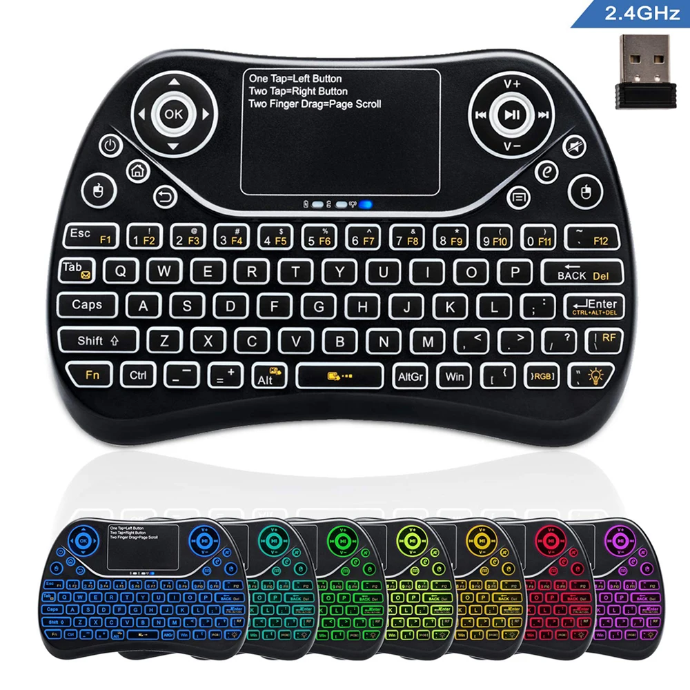 Беспроводная мини-клавиатура VIBOTON S9 2 4 ГГц Воздушная мышь с RGB/ 7 видов цветов