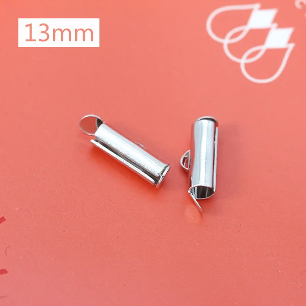 50p 13mm nickel 50p 10-40 мм обжимные концевые бусины скользящие на конце застежки трубки ползунок концевые колпачки Diy ожерелье браслет соединители ювелирные изделия - Цвет: 50p 13mm nickel