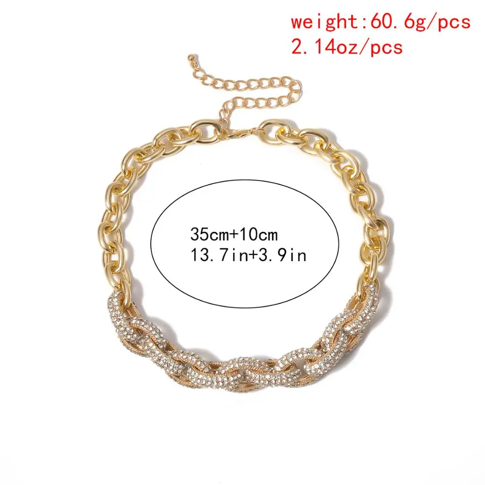 Crystal Chunky Chain Necklace For Women – AMANDA Choker Necklaces 8d255f28538fbae46aeae7: Gold-color|silver color