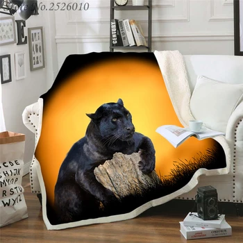 

Throw Blanket Tiger Lion Leopard 3D Velvet Plush Blanket Bedspread for Kids Girls Sherpa Blanket Couch Quilt Cover Travel 02