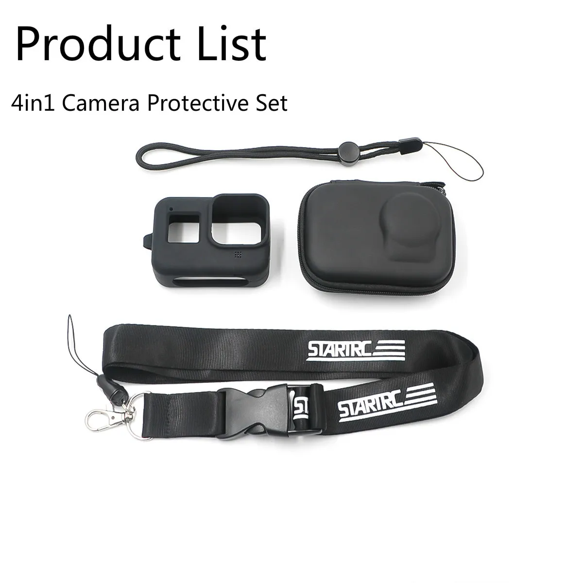 4in1 Silicone Case Storage bag Anti-lost Wrist Strap Neck lanyard for Gopro Hero 8 Black camera Camera Protective accessories