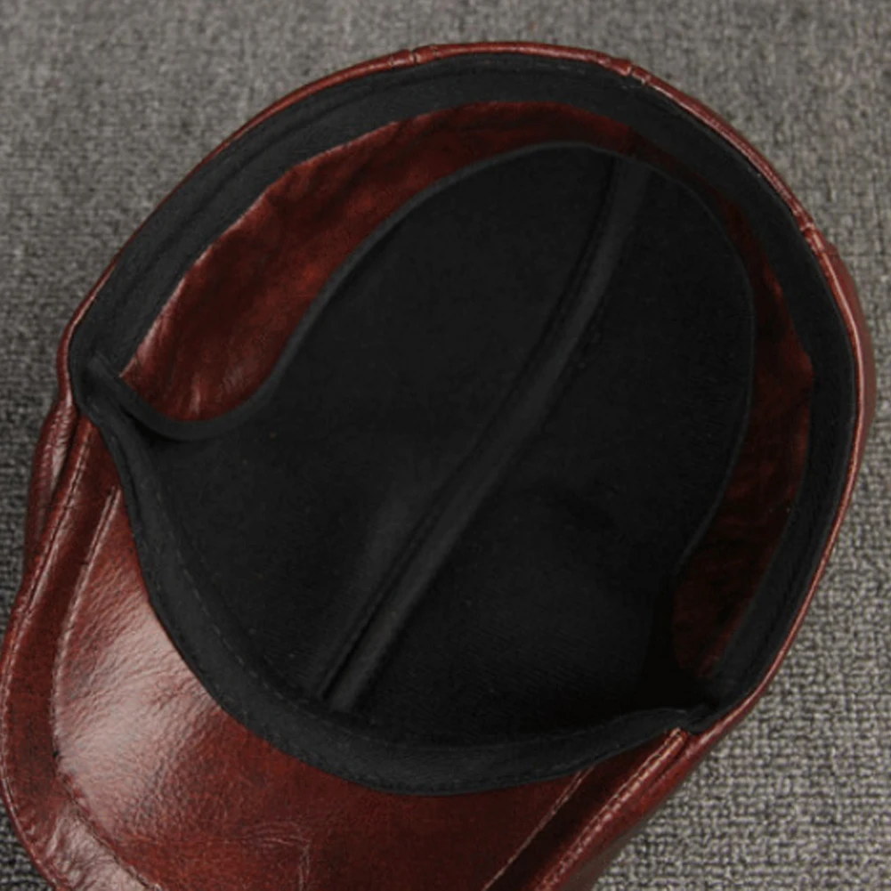 Winter Autumn Outdoor Men Faux Leather Beret Hunting Cap Ear Muff Protector Hat 11.11 free shipping