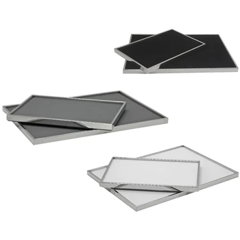 

2 Pcs Stainless Steel Jewelry Tray Display Jewelry Flannel Tray Silver Color Shiny Tray