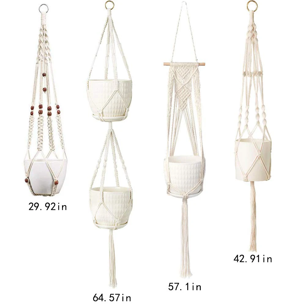 

Macrame Plant Hanger and Hooks Indoor Outdoor Hanging Plant Holder Hanging Planter Stand Flower Pots for Decorations - Cotton