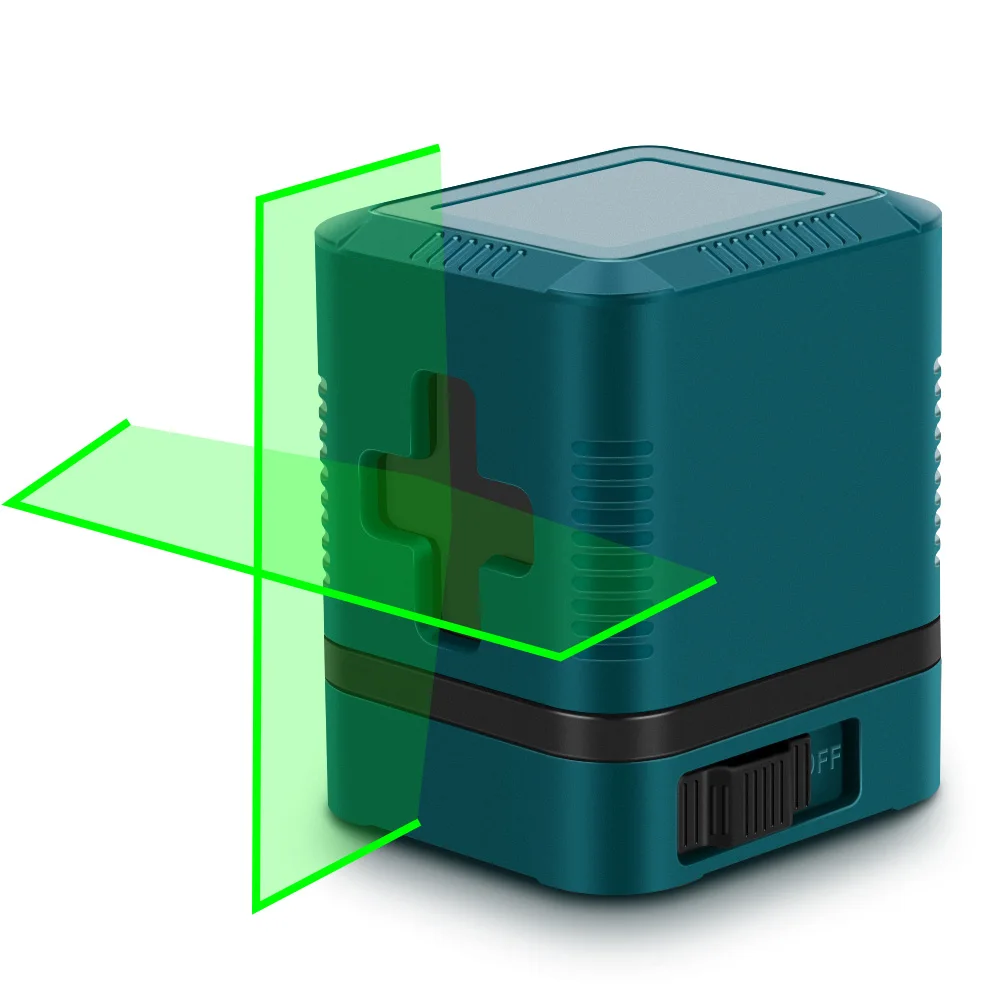 Mini 2 linhas de linha transversal laser verde laser nível 1v1h auto-nivelamento